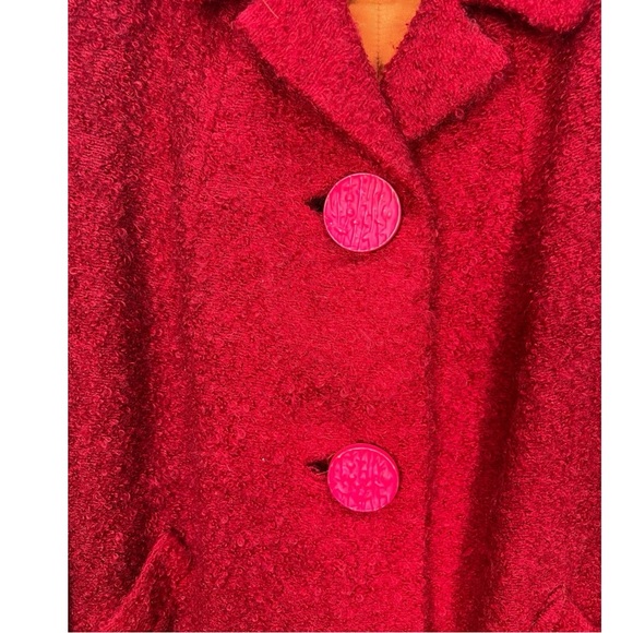 VTG Red Hockanum Fabrics Boucle Wool Coat See Measurements in Listing - Picture 3 of 13